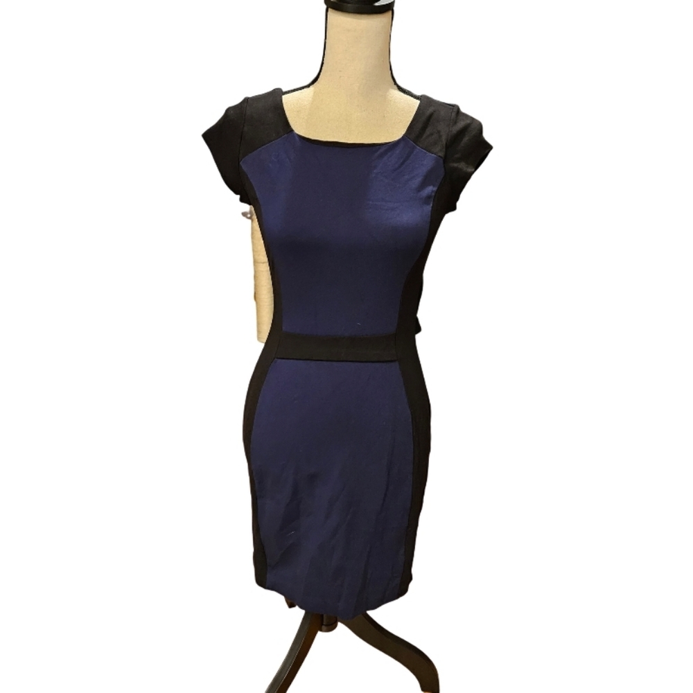 Slate & Willow Cap Sleeve Blue and Black Color Block Dress - Picture 5 of 10